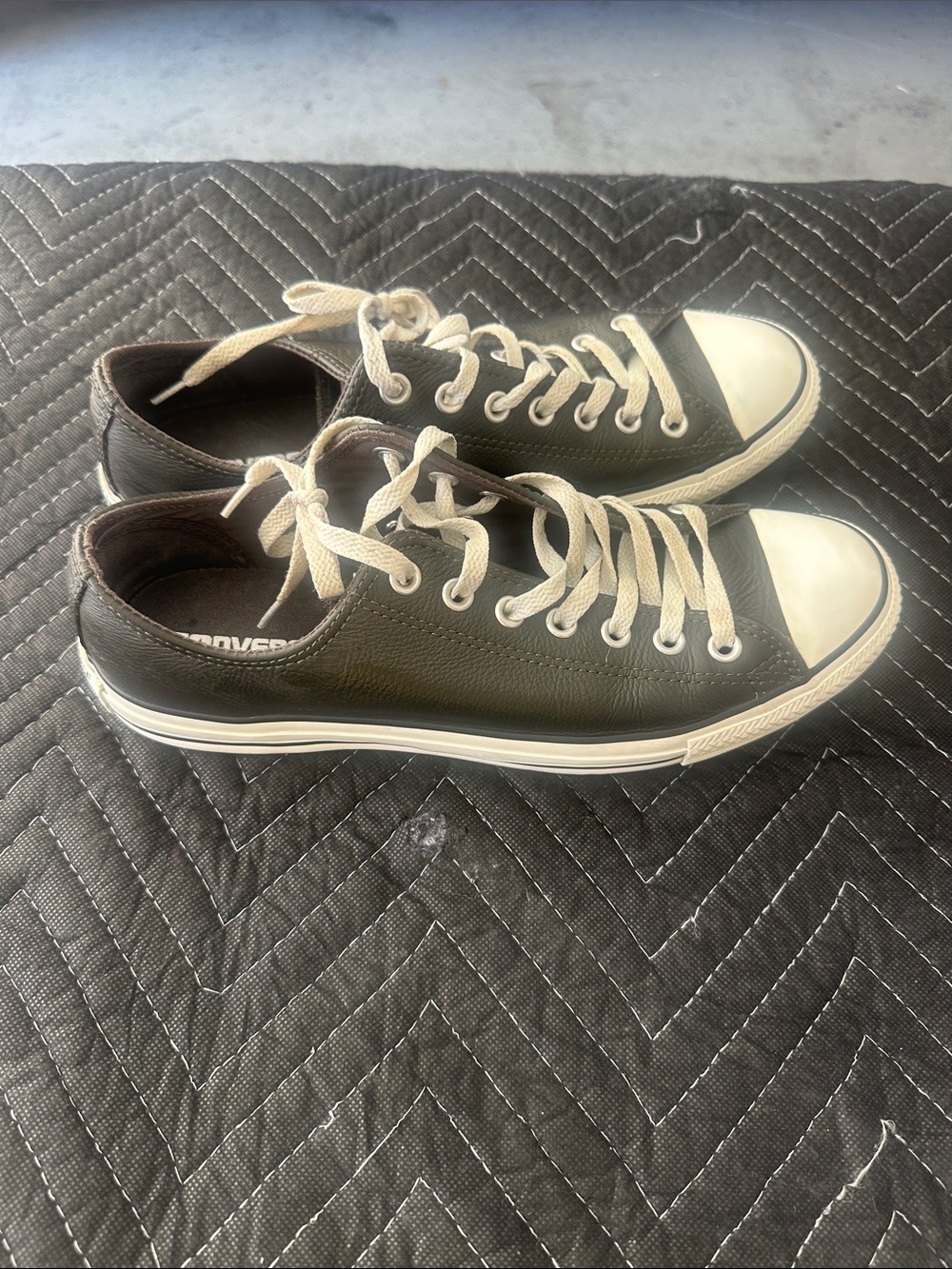 Converse Black Low-Top Leather Sneakers with White Accents - Picture 2 of 4